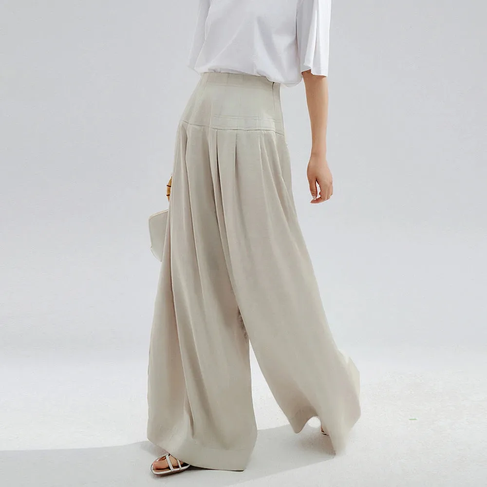 Tunic Minimalist Trousers For Women High Waist Loose Casual Wide Leg Pants Female Fashion Style Clothing