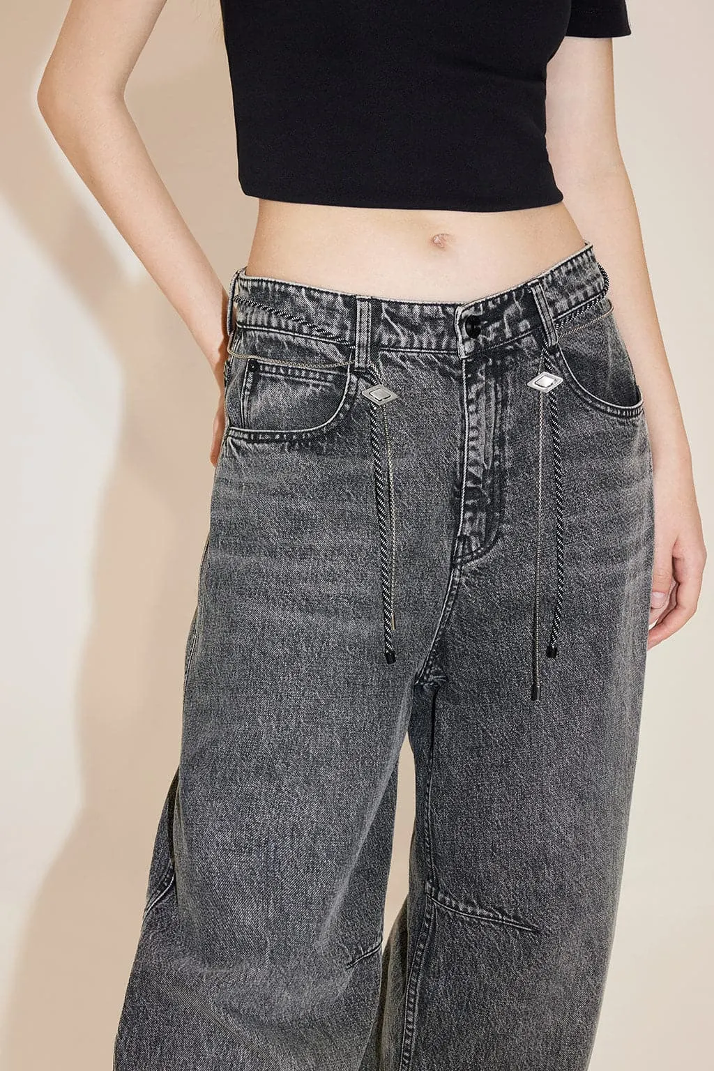 Vintage Loose Fit Jeans With Waist Chain