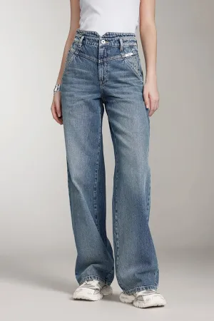 Vintage V-Shaped Waist Straight Fit Jeans