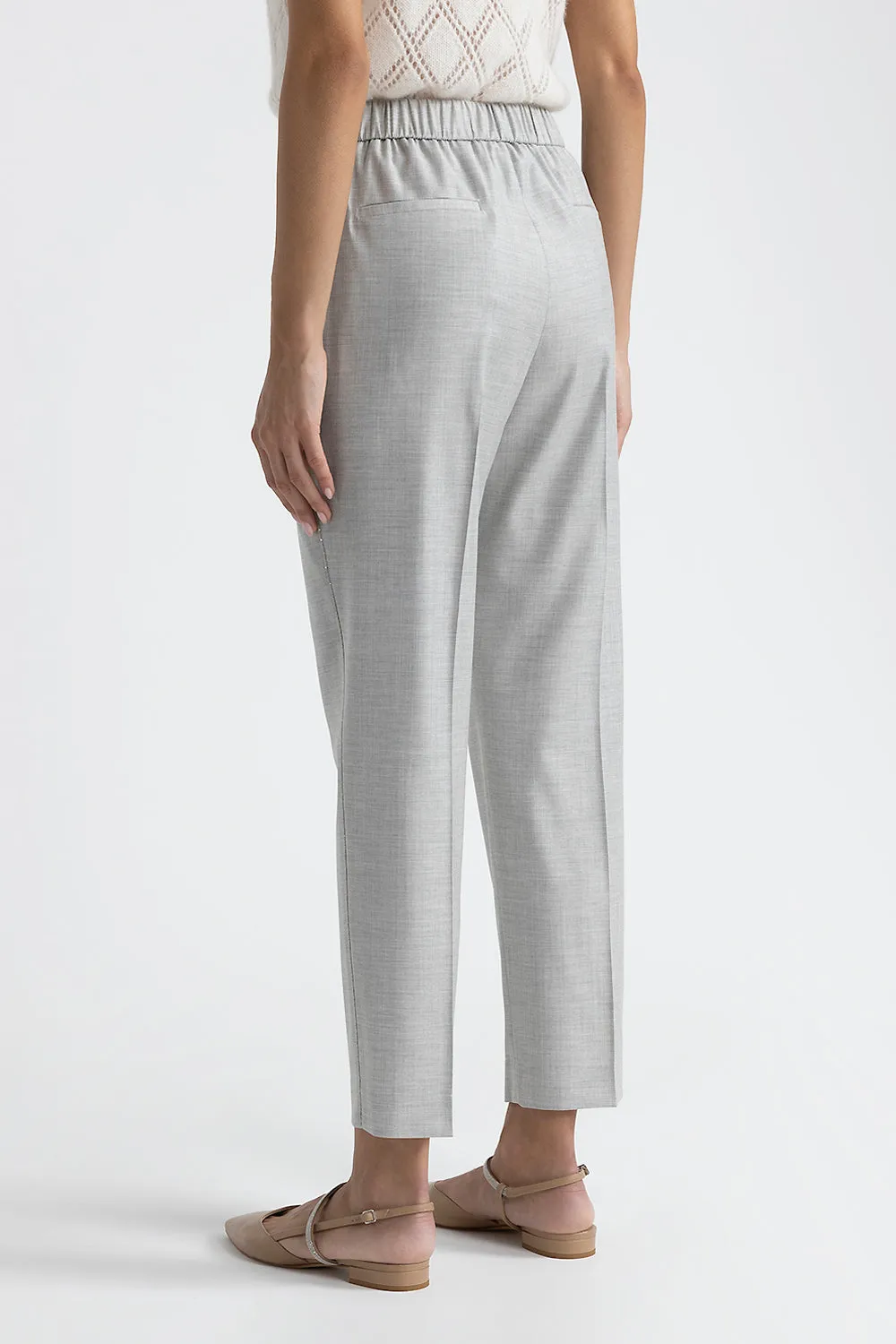 Viscose wool twill elasticated trousers