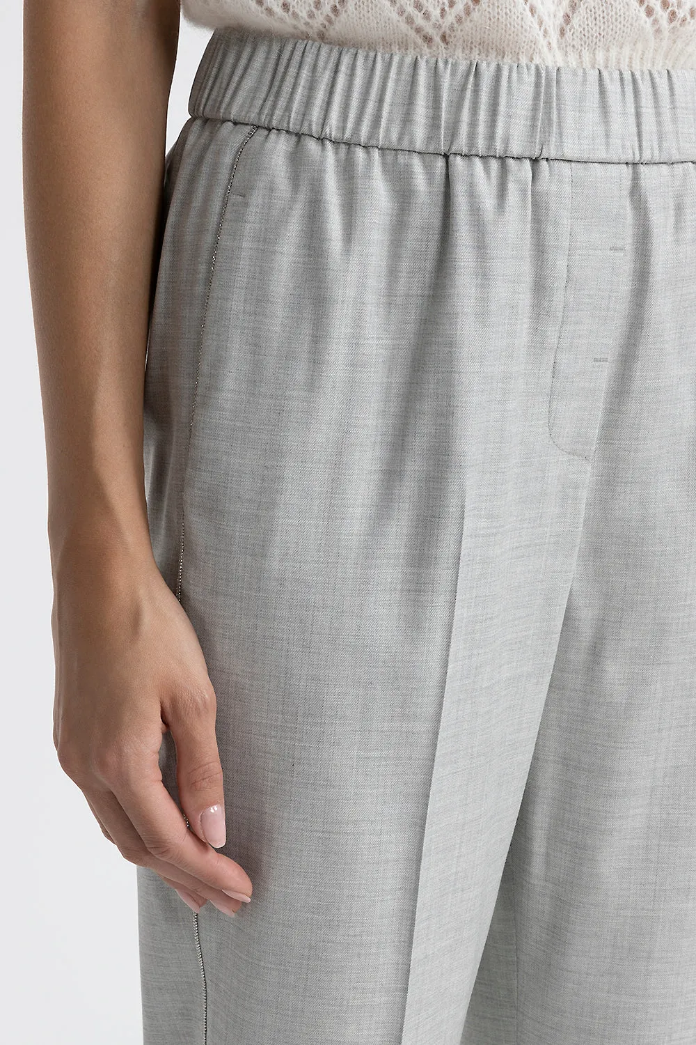 Viscose wool twill elasticated trousers