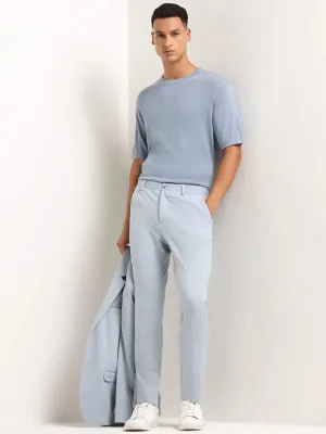 WES Formals Blue Mid Rise Slim Tapered Fit Trousers