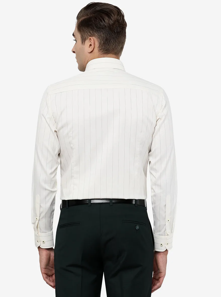 White & Light Yellow Striped Slim Fit Formal Shirt | Greenfibre