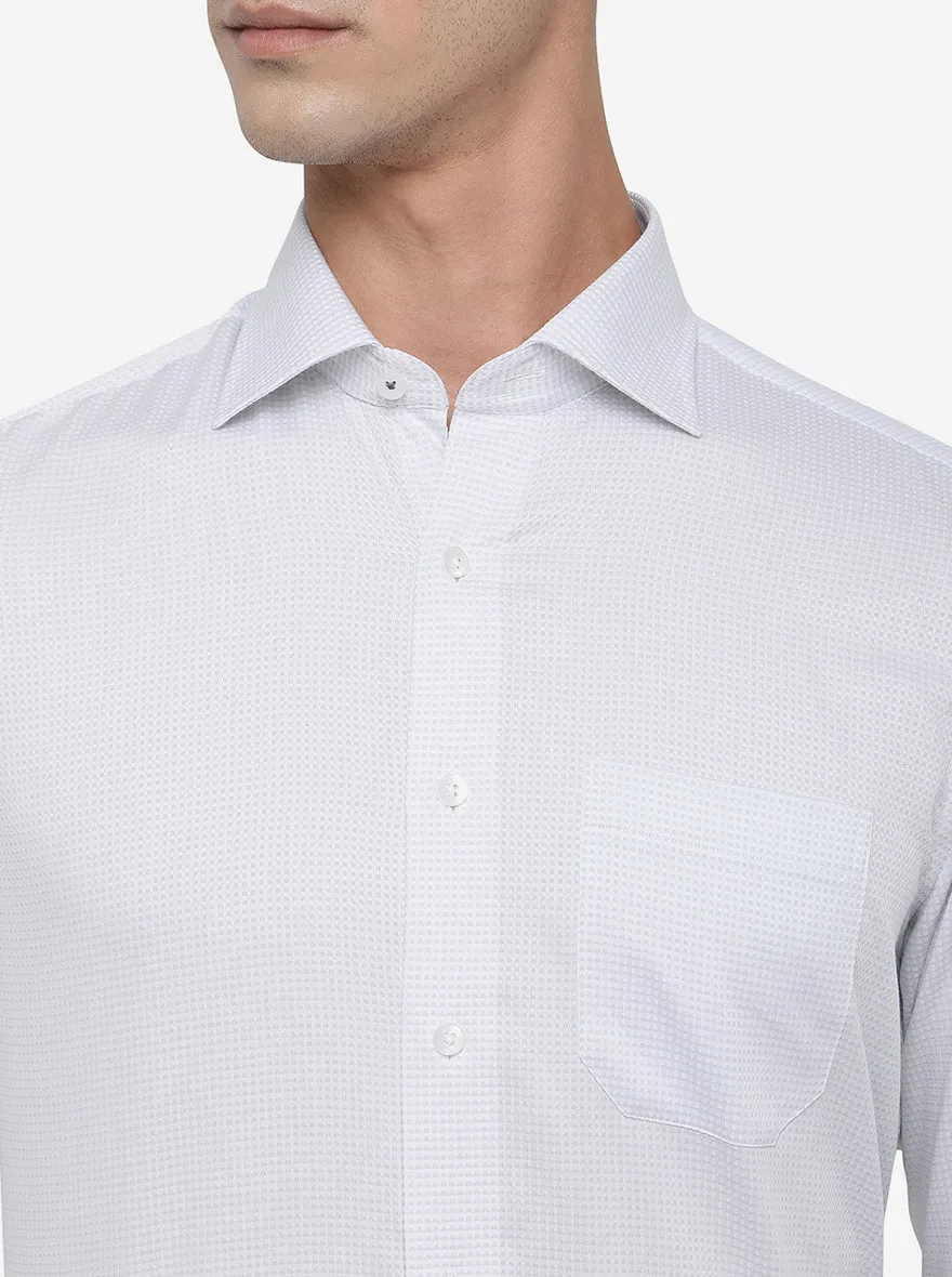 White Checked Slim Fit Formal Shirt | Metal