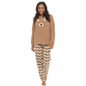 Women's Teddy Bear Warm Soft Fleece Pyjama Set Cozy Loungewear PJs by Daisy Dreamer