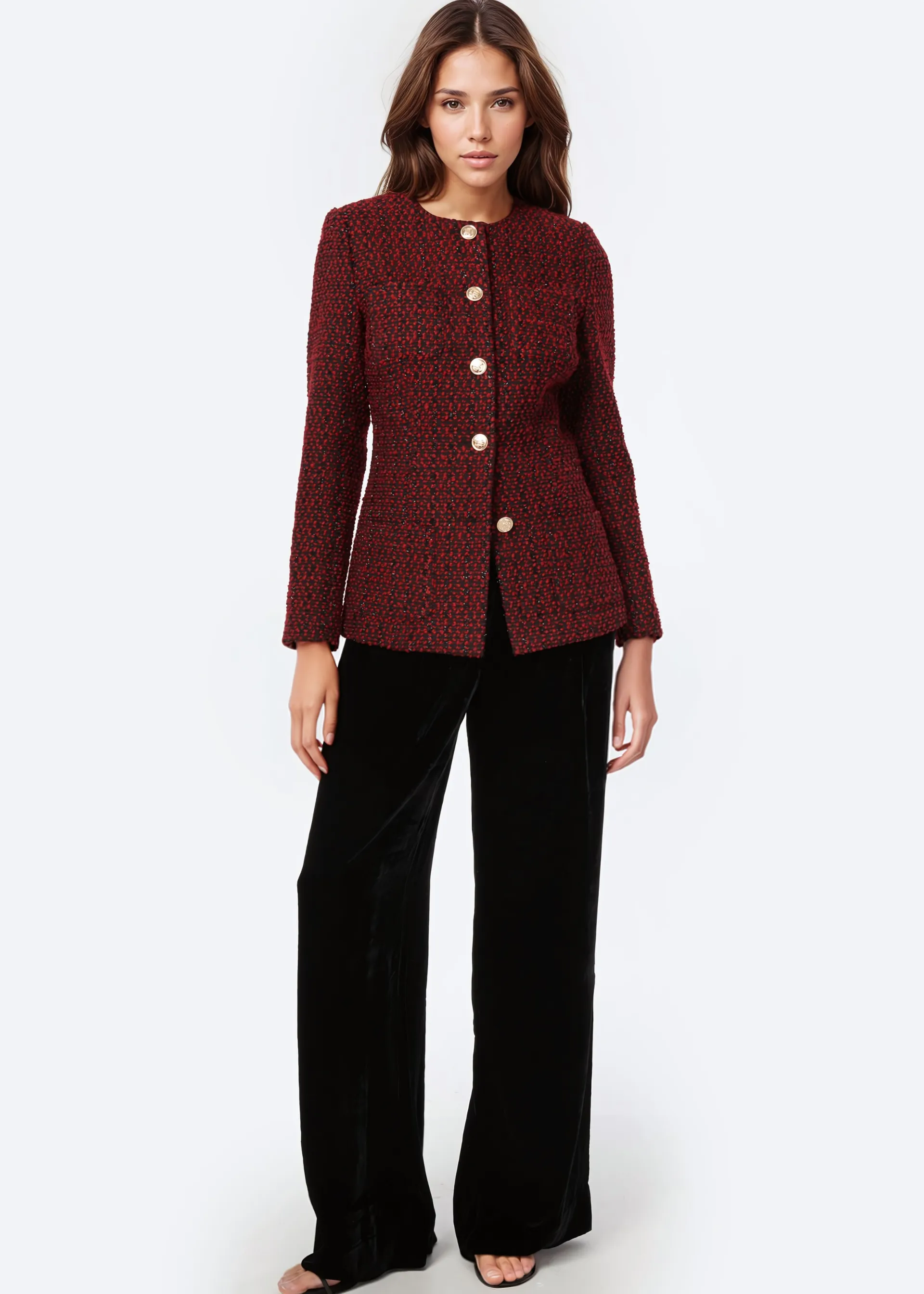 Wrenley Metallic Tweed Jacket Red Tweed