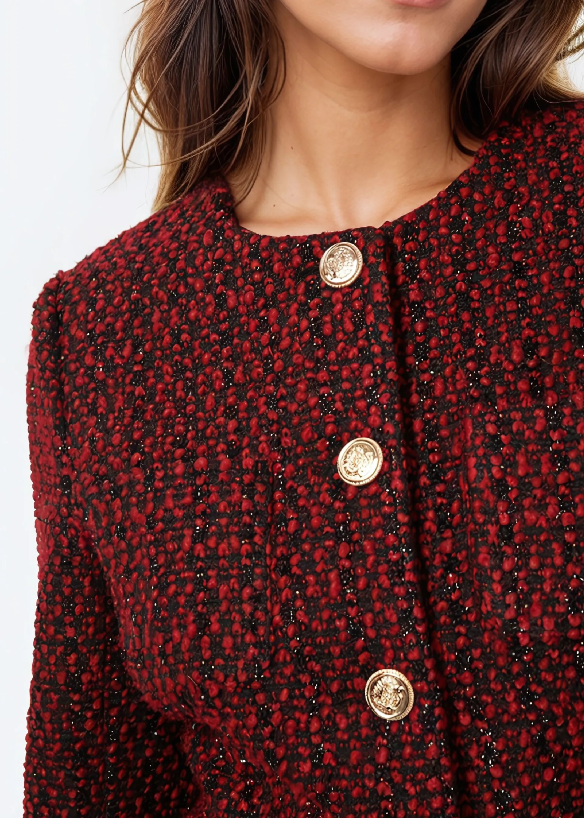 Wrenley Metallic Tweed Jacket Red Tweed