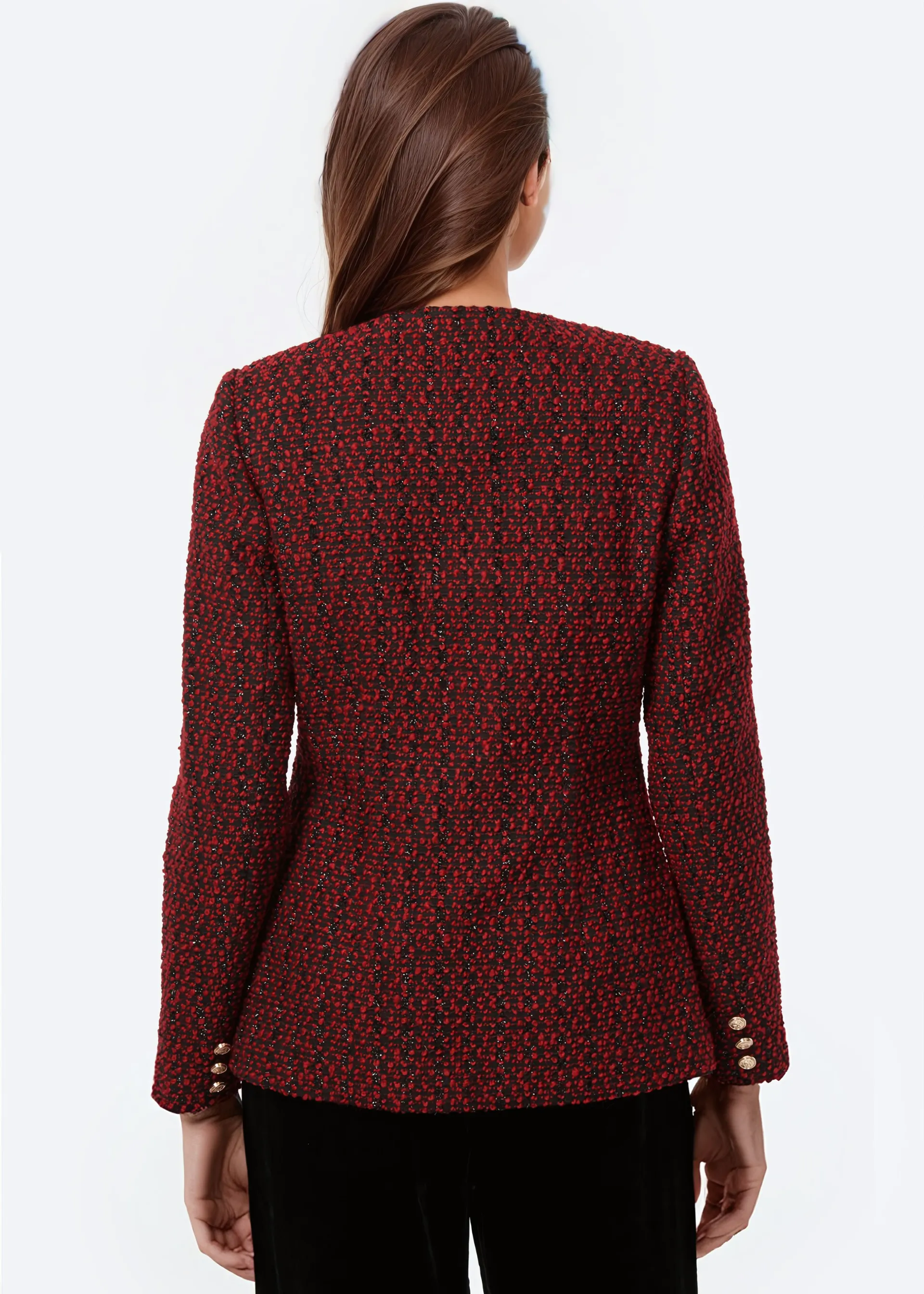 Wrenley Metallic Tweed Jacket Red Tweed