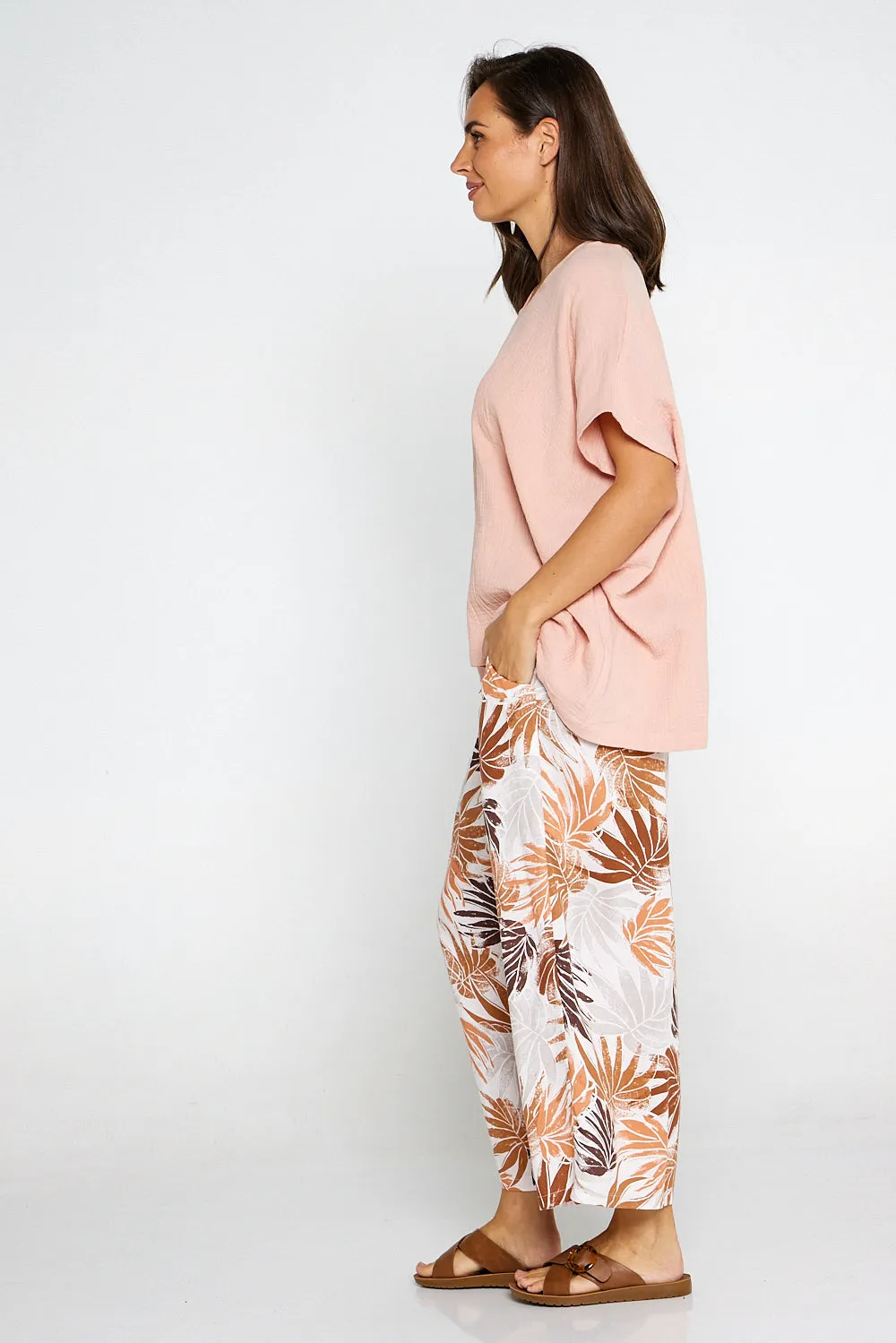 Zinnia Pants - Tan Botanical